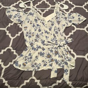 White floral blouse